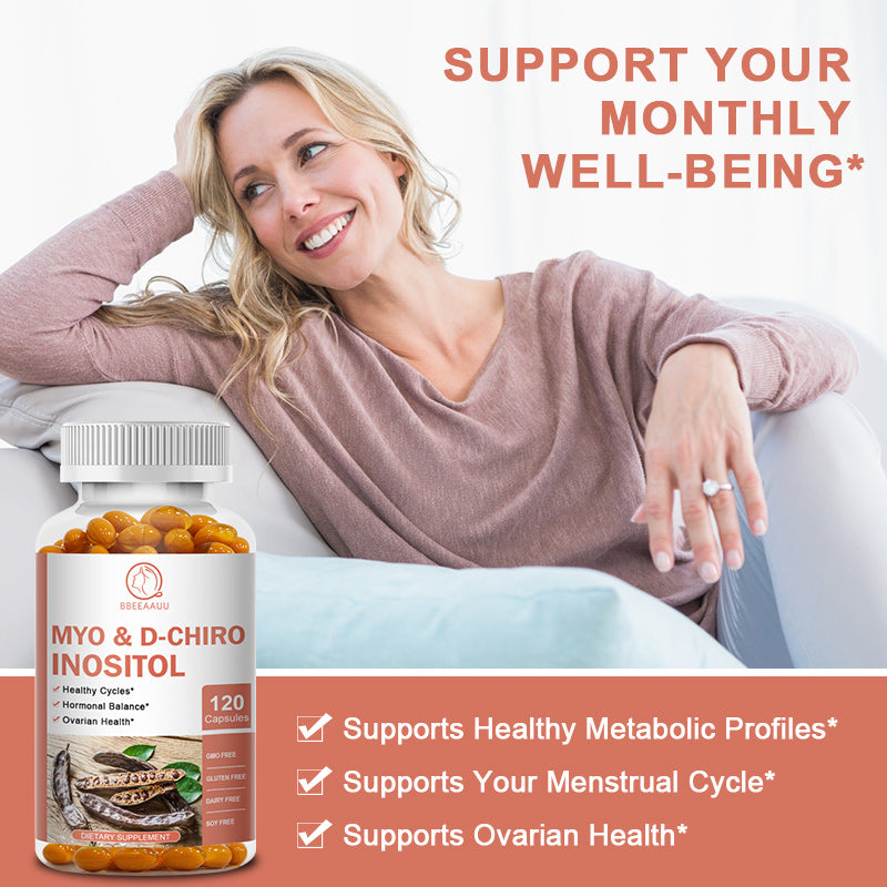 Bbeeaauu Inositol Blend Capsule Choline Inositol Supplement with Myo & D-chiro for Cycle and Fertility Support Healthy Metabolic Profiles and Ovarian Health for Women