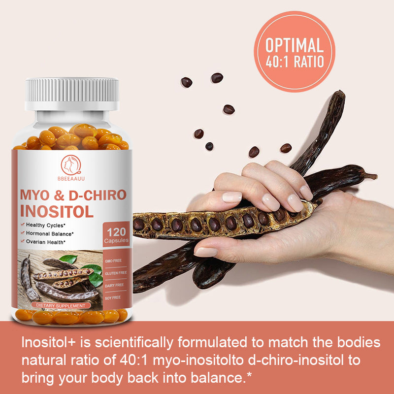 Bbeeaauu Inositol Blend Capsule Choline Inositol Supplement with Myo & D-chiro for Cycle and Fertility Support Healthy Metabolic Profiles and Ovarian Health for Women