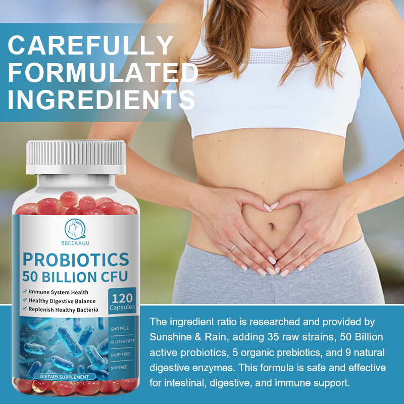 Bbeeaauu Probiotics Blend Capsules Supplements 50 Billion CFUs Relieve Digestive and Intestinal Problems Improve immunity Promote Nutrient Absorption