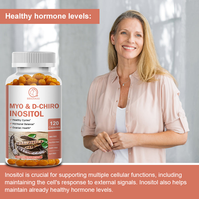 Bbeeaauu Inositol Blend Capsule Choline Inositol Supplement with Myo & D-chiro for Cycle and Fertility Support Healthy Metabolic Profiles and Ovarian Health for Women