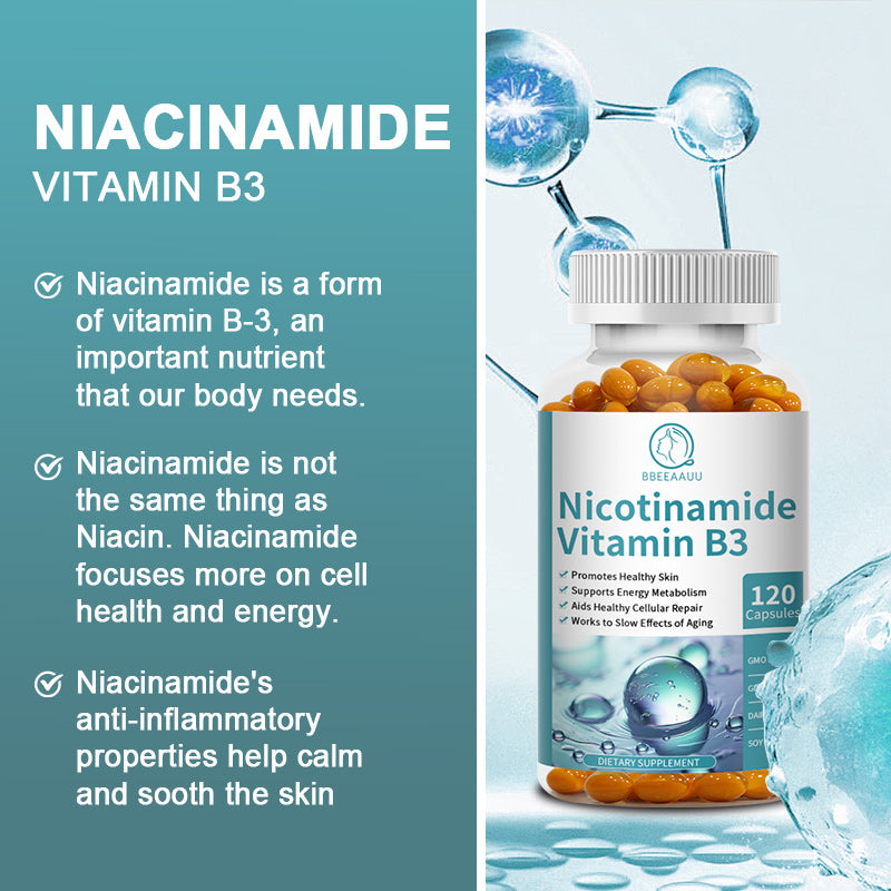Bbeeaauu Niacinamide (Vitamin B3) 500mg Supplement Energy Metabolism, Circulation, Nerve & Skin Health Support