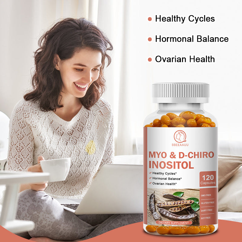 Bbeeaauu Inositol Blend Capsule Choline Inositol Supplement with Myo & D-chiro for Cycle and Fertility Support Healthy Metabolic Profiles and Ovarian Health for Women