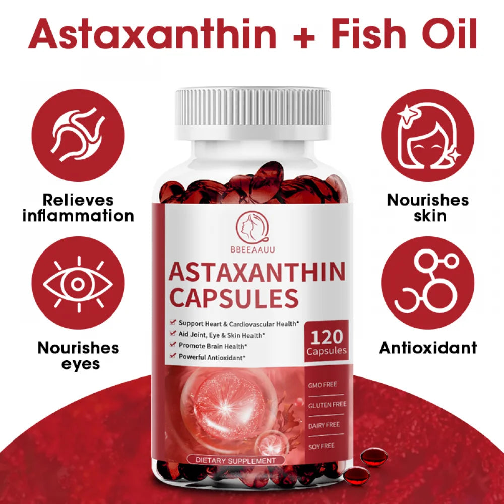 (2 Pack)Astaxanthin Supplement - Natural Algae Antioxidant for Eyes,Skin & Joints - Maximum Absorption,Non-GMO & Gluten Free - 240 Softgels