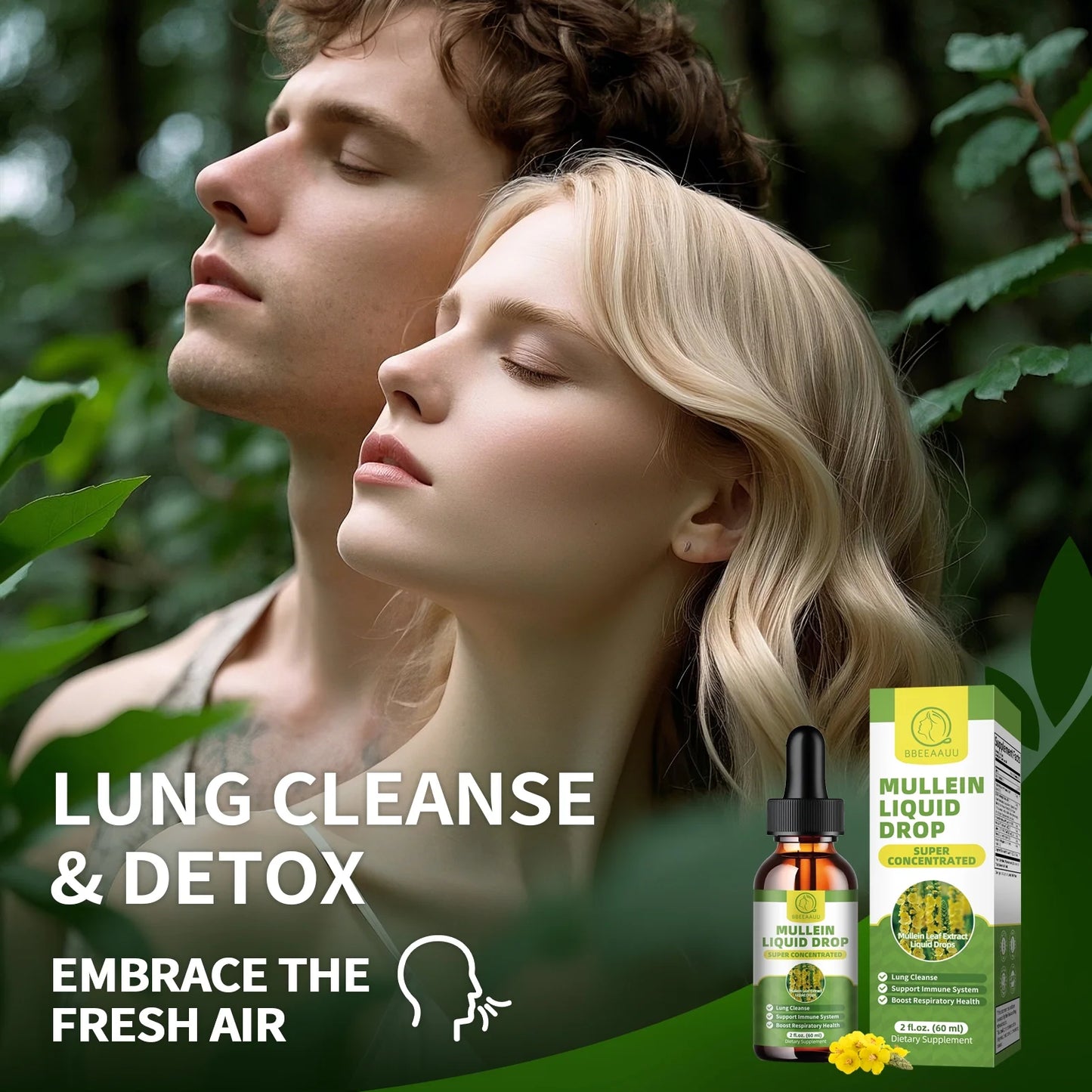 Mullein Liquid Drop Herbal Supplement, Mullein Drops for Lungs, Lung Detox & Cleanse, Mullein Leaf Extract Support Respiratory & Immune, 2 fl oz