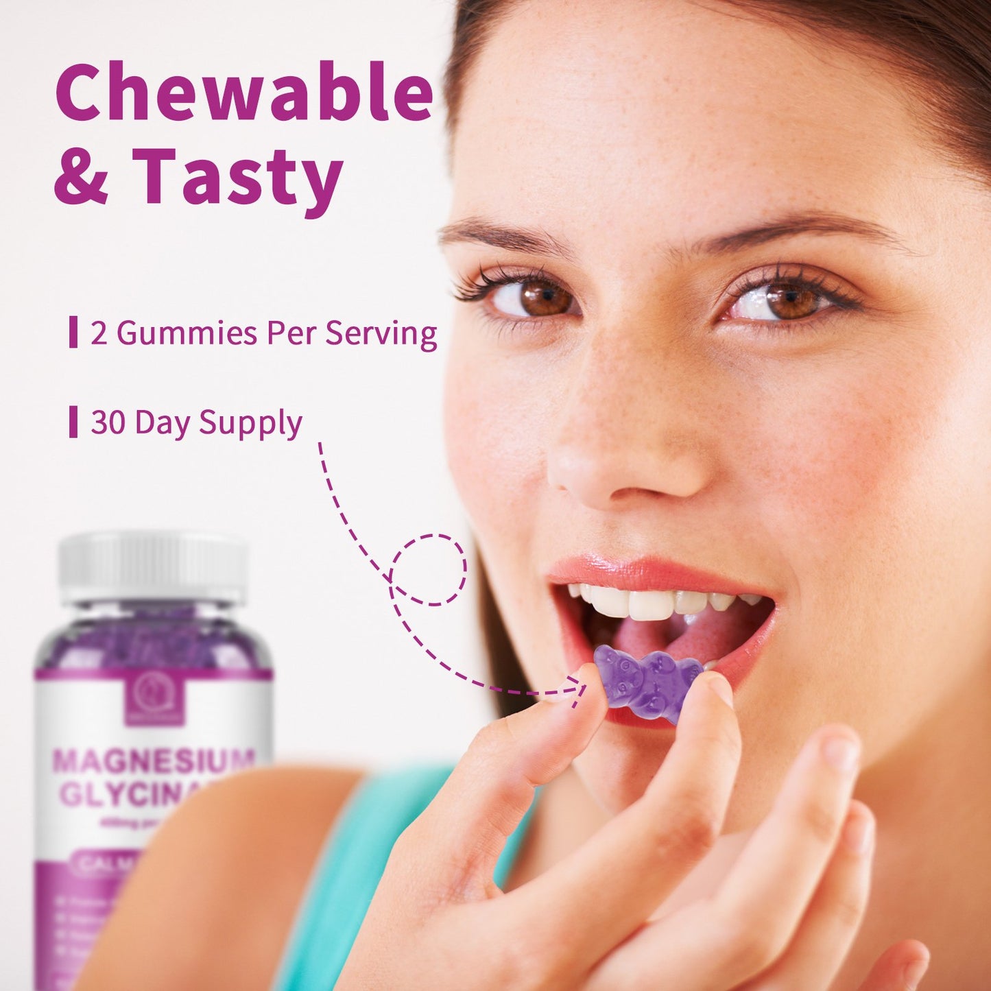 BBEEAAUU Magnesium Glycinate Gummies 400mg for Adults Cranberry Flavor