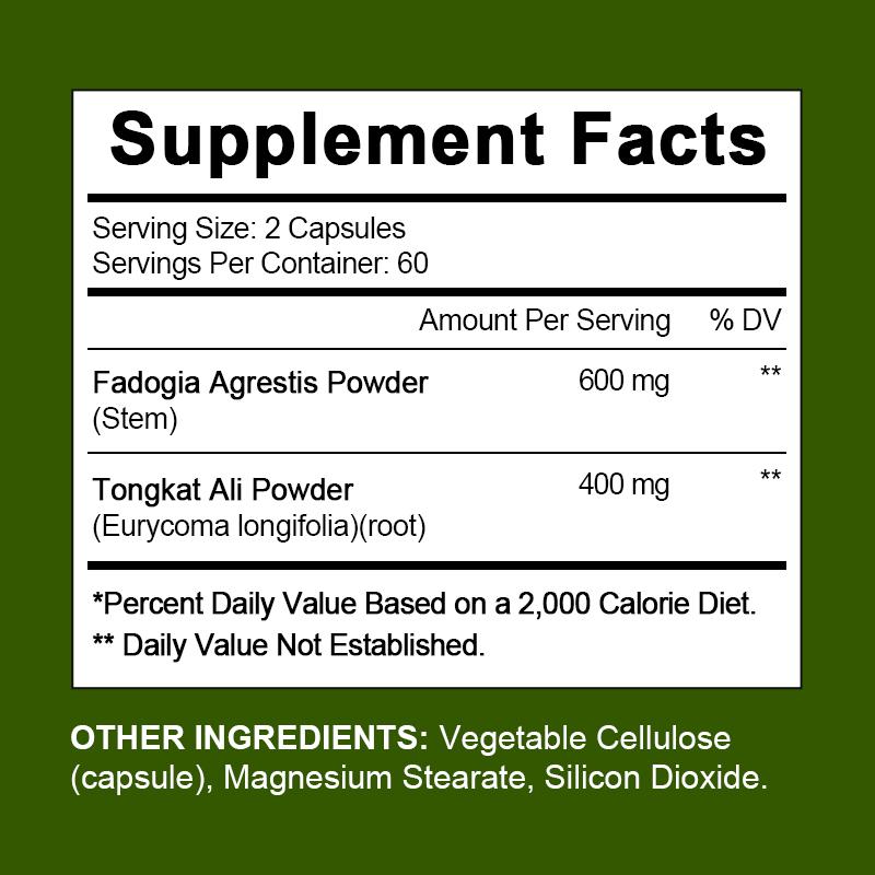 Bbeeaauu Tongkat Ali Fadogia Agrestis Vegetarian Capsule Supplement Muscle Builder Support Athletic Performance Energy Booster for Men