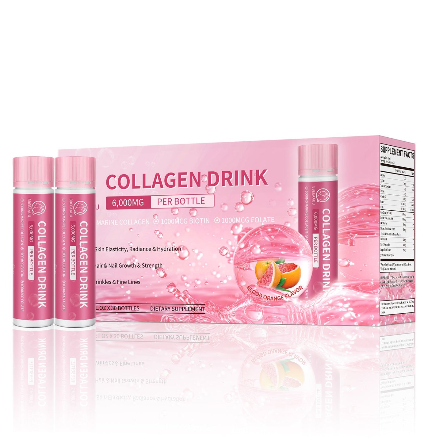 Collagen Drink with 6000mg Marine Collagen Peptides, Blood Orange Flavor