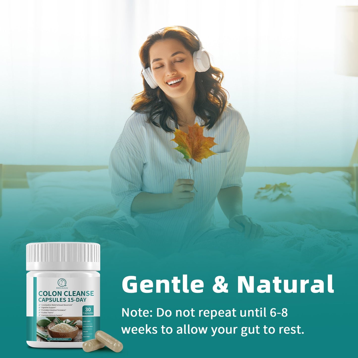 Colon Cleanse 15 Day Gut Cleanse Capsules, Help Bowel Movement & Toxins Remove, for Men & Women, Psyllium Husk Herbs for Intestinal Health