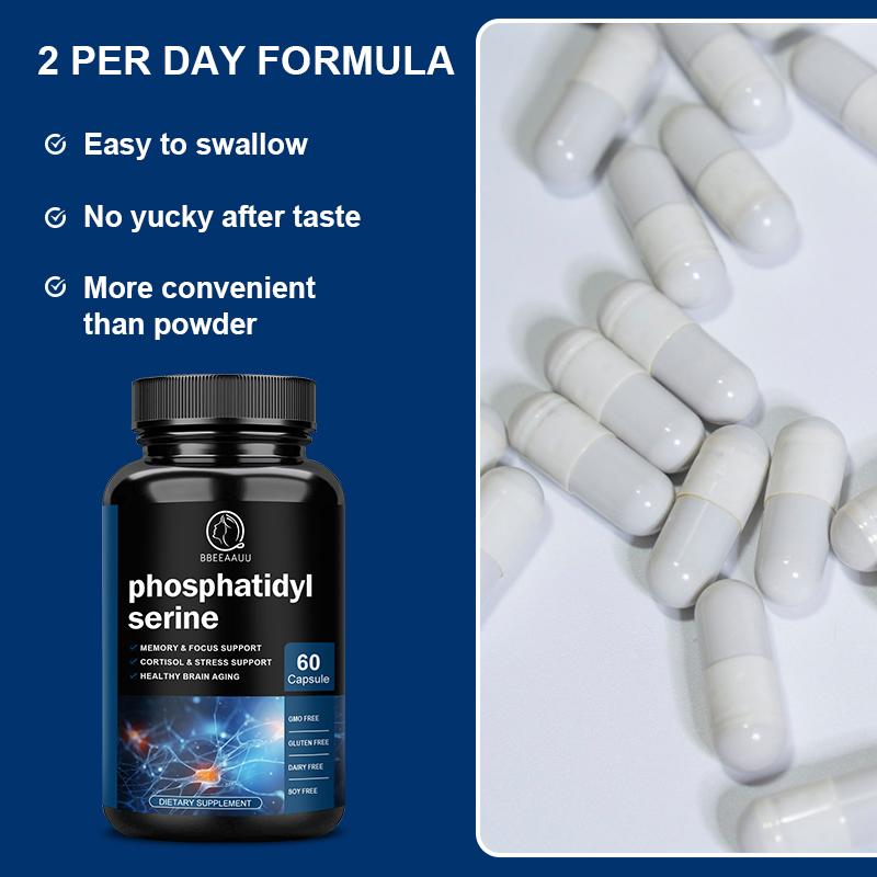 Bbeeaauu Phosphatidylserine Supplements Enhanced Absorption Brain Support for Memory Formation + Recall, Creativity, Brain Plasticity, Processing Speed, Learning,Cognitive Fluidity
