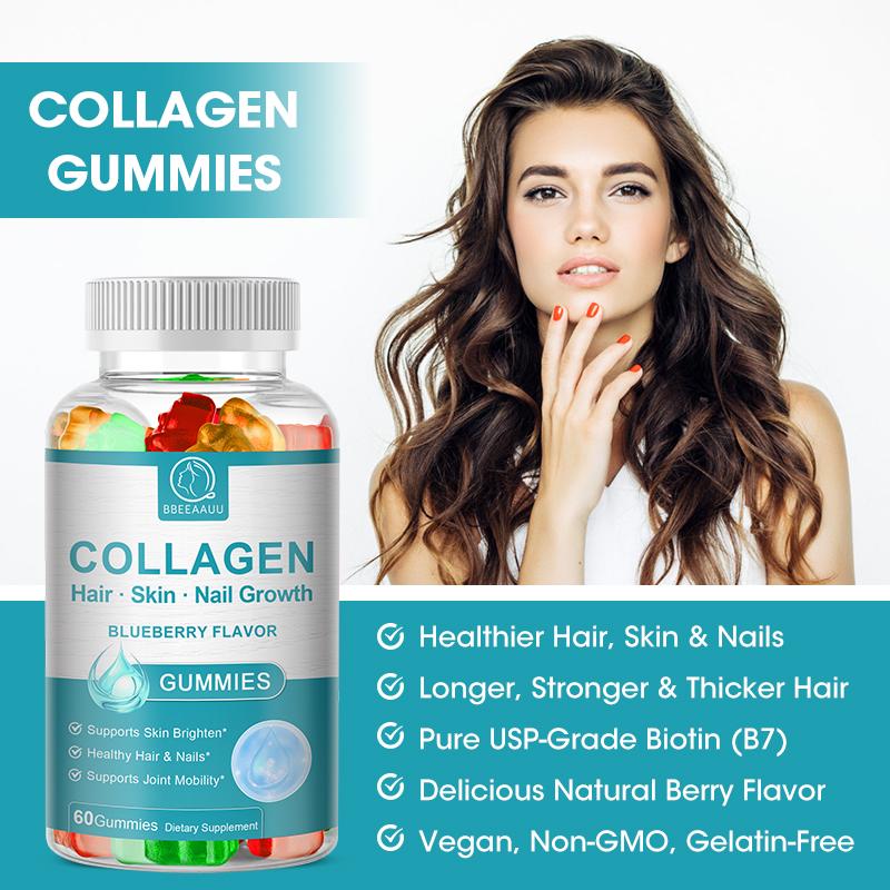 Bbeeaauu Collagen Gummies 10000mcg with VitaminA, C, D,E,B3 ,B6 for Natural Collagen Production Hair, Skin, Nails, Joint Support Immune Digestion Bone Support