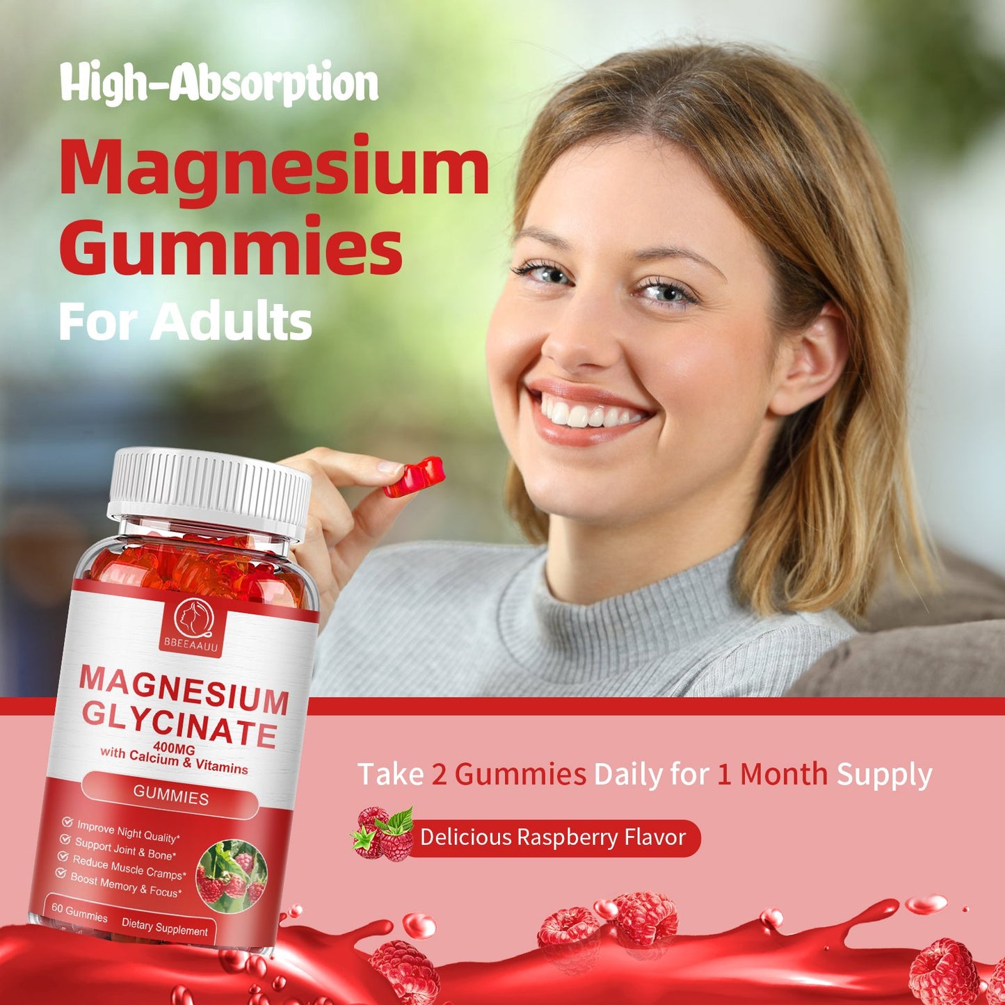 Magnesium Gummies for Adults Supports Night & Bone with Calcium & Vitamins
