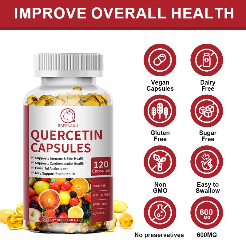 Quercetin Complex 600mg with Bromelain,Zinc, Protects the Lungs Breathes Freely Protects Cardiovascular System and Supports Immune Health