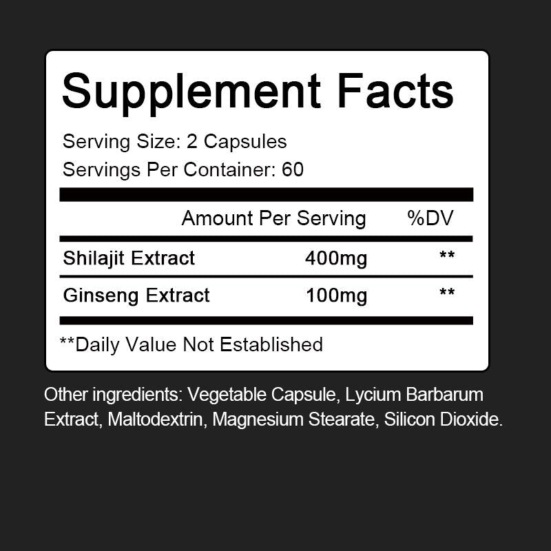 Bbeeaauu Shilajit Supplement Capsules 400mg Supports Energy Production and Vitality Enhances Athletic Performance Energy Production Support