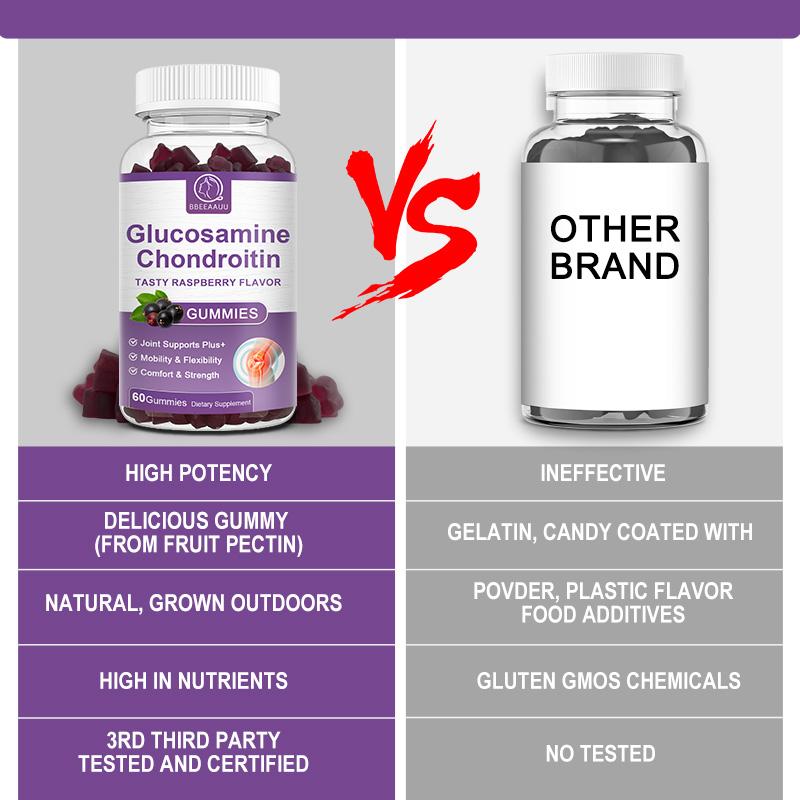 Glucosamine Chondroitin Tasty Raspberry Flavor Gummies Dietary Supplement