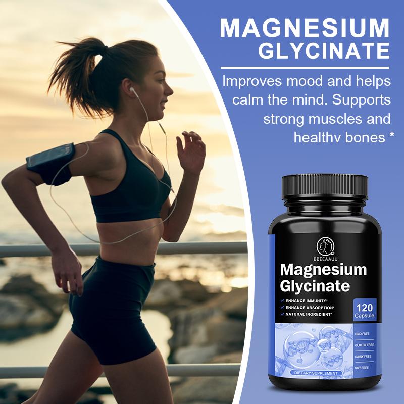 Bbeeaauu Magnesium Glycinate 200 mg Promotes Proper Muscle.Heart,& Bone Health supports overallpalanced Moods for Women and Men