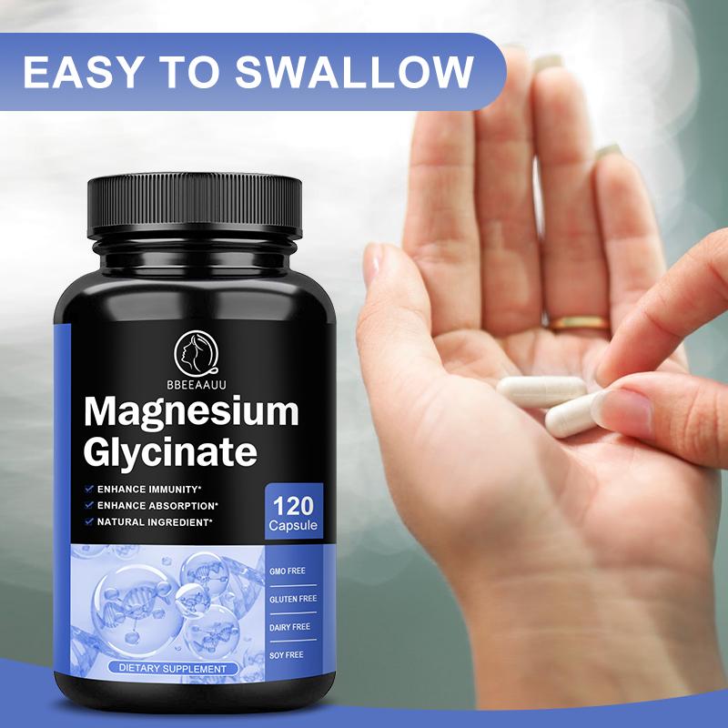 Bbeeaauu Magnesium Glycinate 200 mg Promotes Proper Muscle.Heart,& Bone Health supports overallpalanced Moods for Women and Men