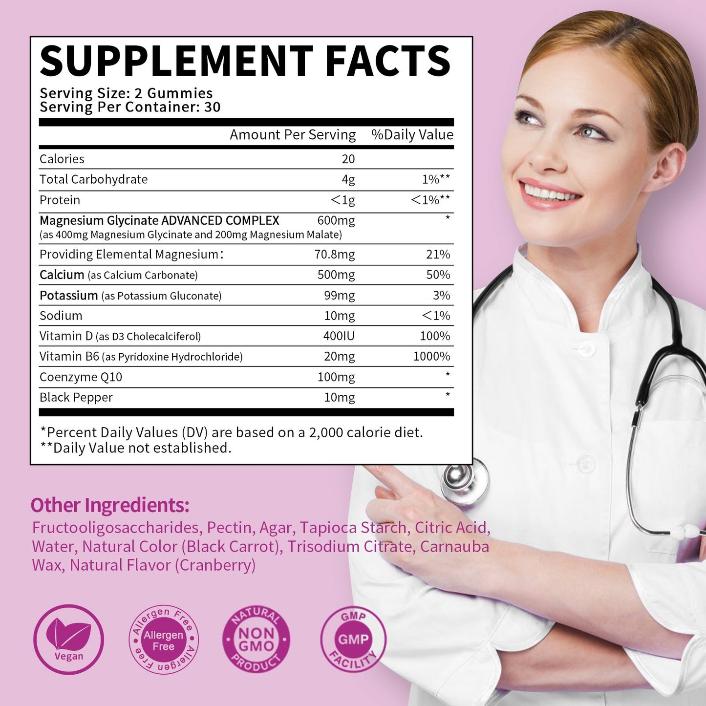 BBEEAAUU Magnesium Glycinate Gummies 400mg for Adults Cranberry Flavor