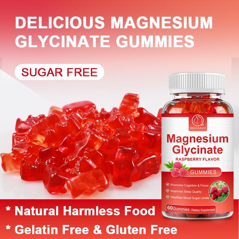Magnesium Glycinate Tasty Raspberry Flavor Gummies Dietary Supplement