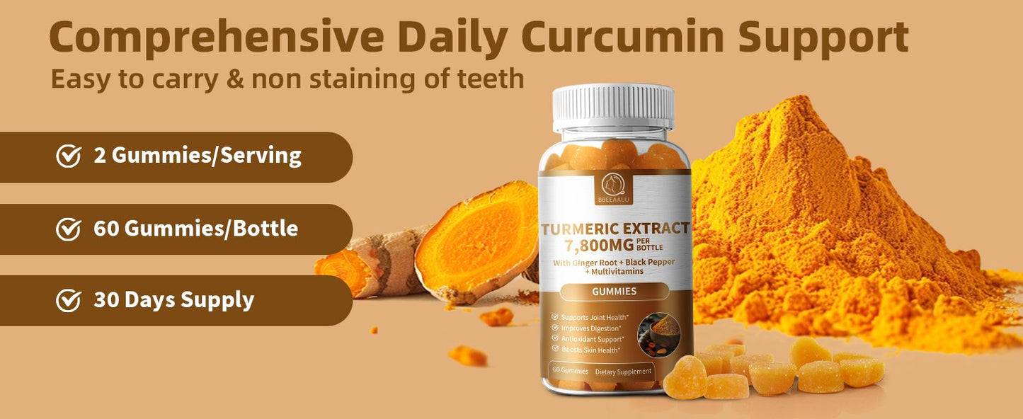 2 Pack Turmeric Gummies for Adults, Turmeric Curcumin with Black Pepper, Turmeric Supplement Supports Joint & Digestion, High Absorption & Vegan, Raspberry Flavor