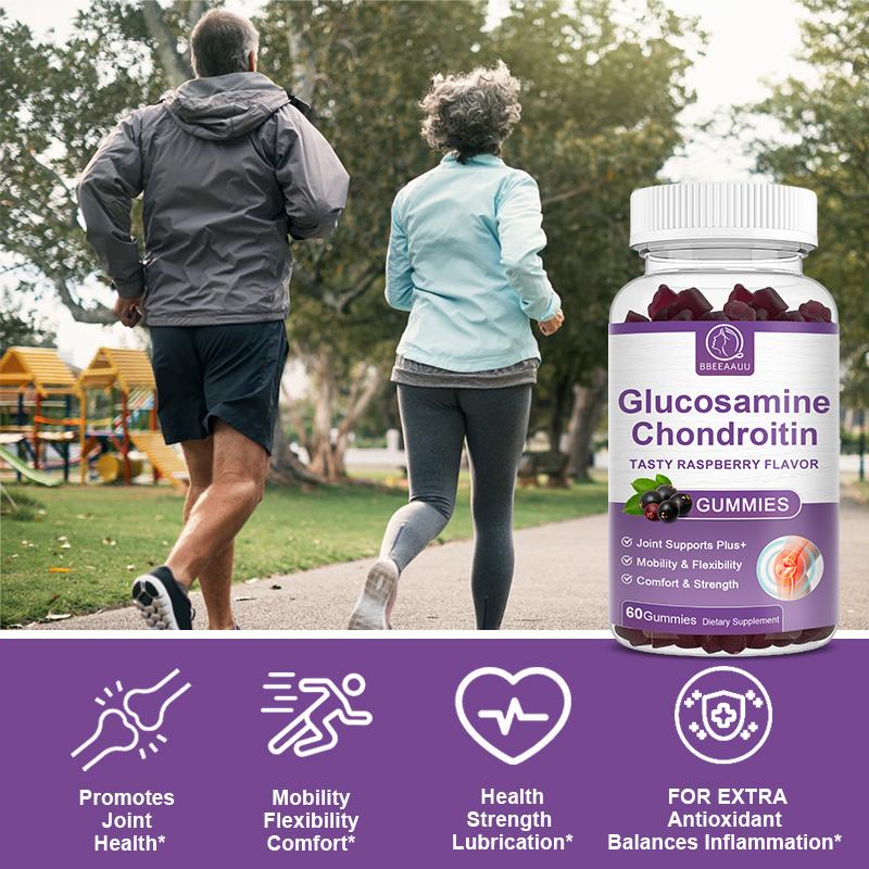 Glucosamine Chondroitin Tasty Raspberry Flavor Gummies Dietary Supplement