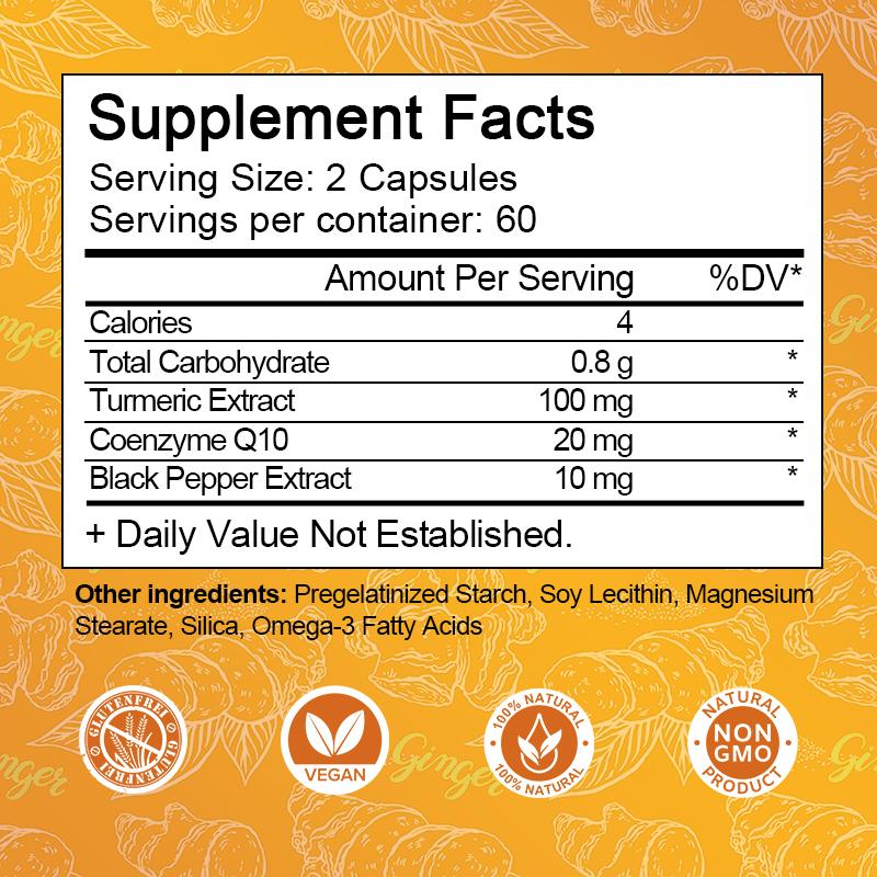 Bbeeaauu Turmeric Curcumin with Curcuminoids 800mg Support Complex with Black Pepper - Inflammation, Joint Pain Relief Non-GMO High Strength Active Supplements