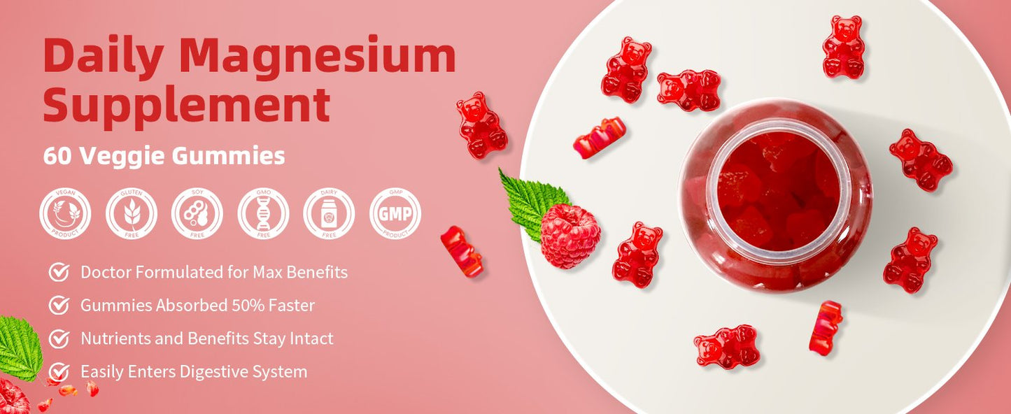 Magnesium Gummies for Adults Supports Night & Bone with Calcium & Vitamins