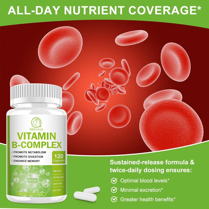 Bbeeaauu Vitamin B Complex (B1, B2, B6, B12)Immune Health, Energy Support & Nervous System Support Energy Metabolism Contains All B Vitamins