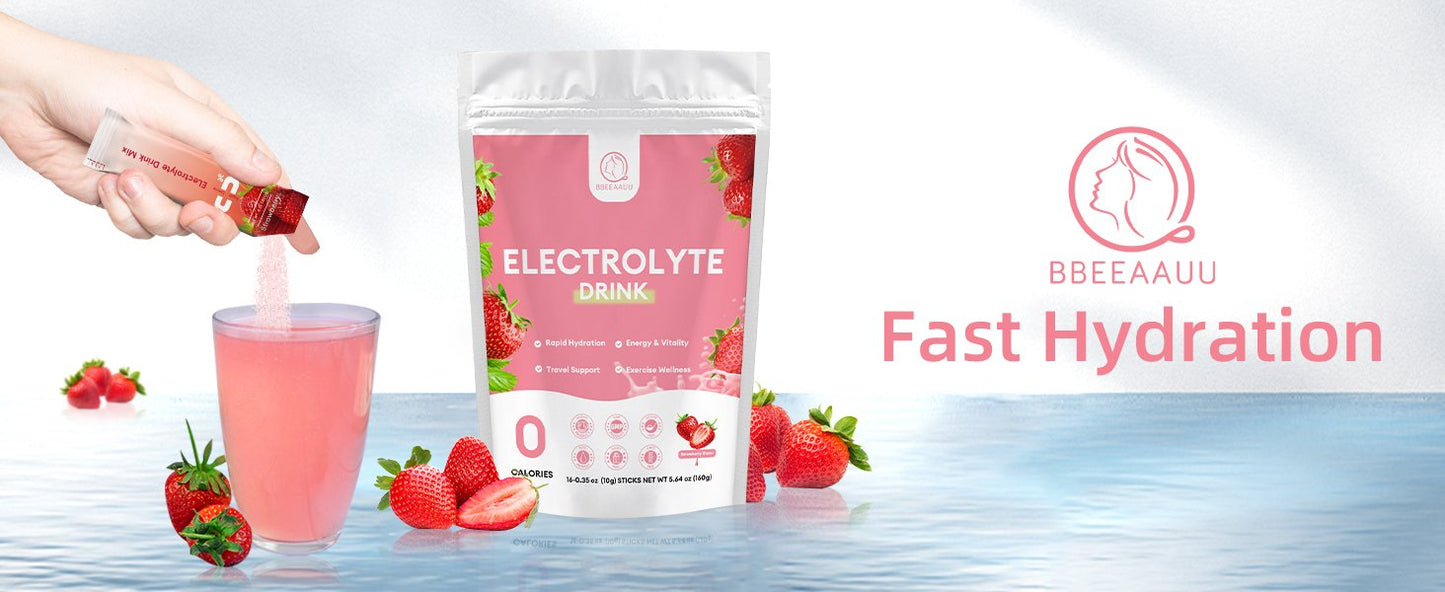 BBEEAAUU Electrolytes Powder No Sugar & 0 Calorie, Electrolytes Drink Mix, Variety Hydration Packets with Vitamins for Rapid Hydration, Endurance & Energy Supplement, Non-GMO, Vegan (16 Sticks)