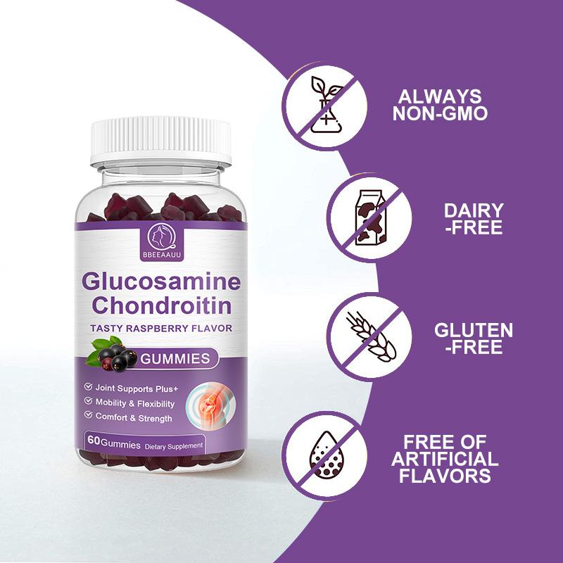 Glucosamine Chondroitin Tasty Raspberry Flavor Gummies Dietary Supplement