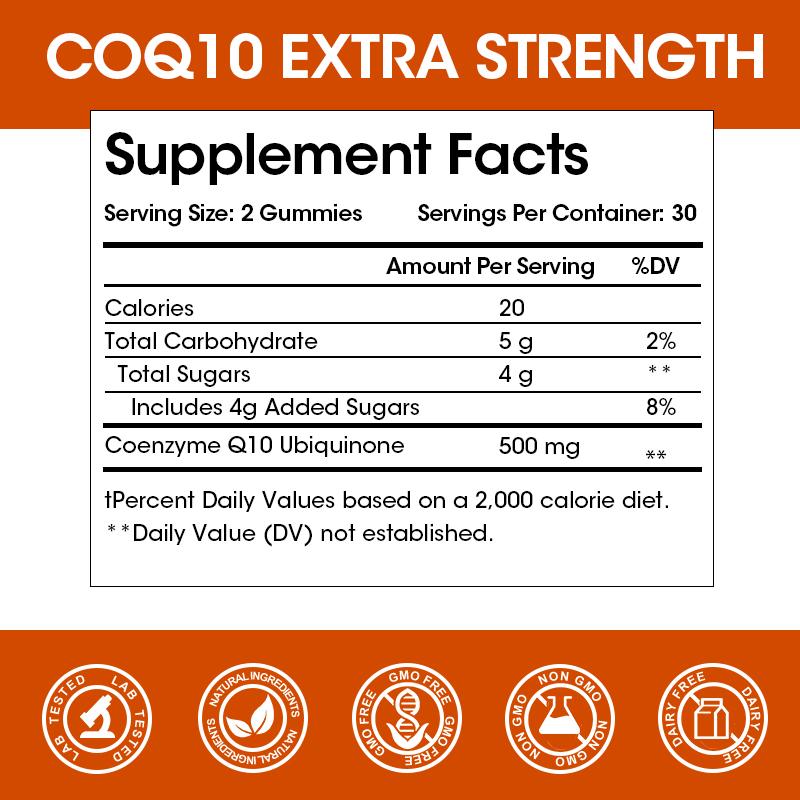 BBEEAAUU COQ10 Gummies | CoQ10 500mg | Delicious Gummy Supplement | Heart Health | Vegetarian |Gluten Free| Ultra High Absorption | 1 Month Use (60 Gummies, 1 Bottle)