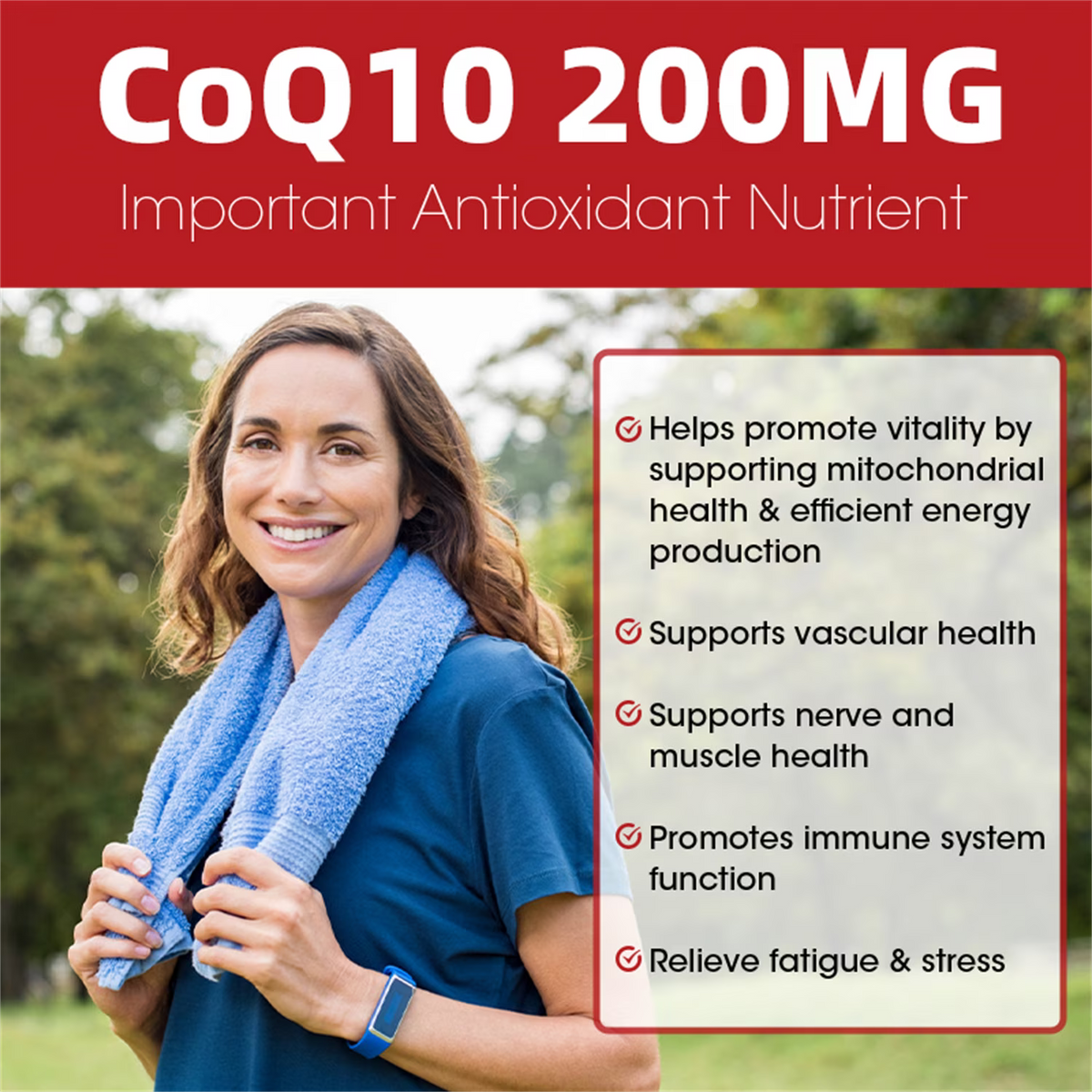 Bbeeaauu Natural Coenzyme Q10 Antioxidant Supplement 200mg for Heart, Brain & Immunity Support - 120 Capsules