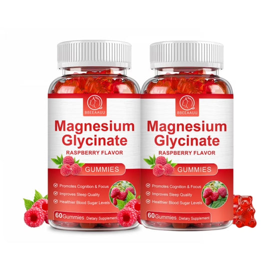 (2 Pack)Magnesium Glycinate Gummies 500mg - Sugar Free Magnesium Potassium Supplement with Magnesium for Mood Support & Sleep for Adults - 120 Raspberry Gummies