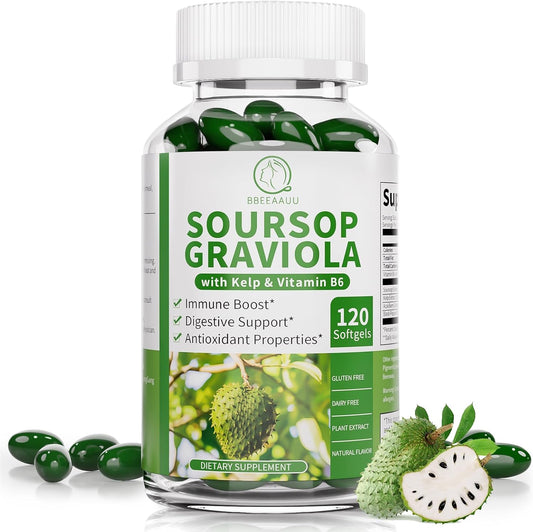 Soursop Graviola Capsules with Kelp, for Cell Regeneration, Enhances Immunity, Digestive Support, Anti-oxida