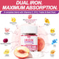 Iron Gummies for Women - Heme Iron for Max Absorption & Gentle on Stomach, 10-in-1 w/Vitamin C, B12, Folate, Supports Energy, Focus & Red Blood* Cell* Wellness | Vegan, Peach Flavor, 60 Ct (2 Pack)