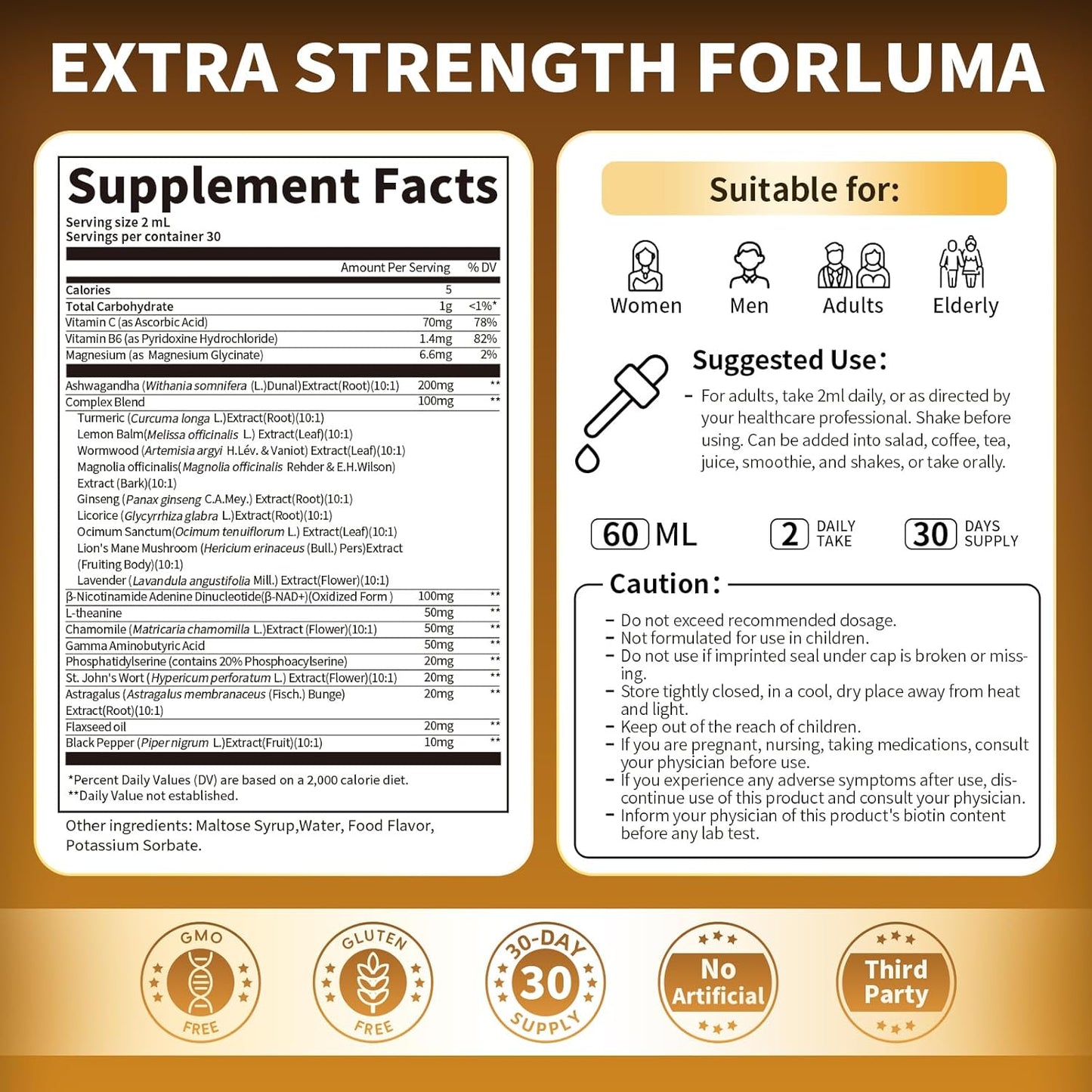 Cortisol Supplements for Women & Men, with 200mg Ashwagandha, L-Theanine & Phosphatidylserine, 21-in-1 Cortisol Manager Reducer Liquid Drops, Support Night, Focus & Energy, Pineapple, 60ml