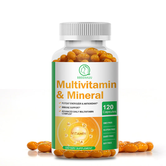 BBEEAAUU Daily Multivitamin with Vitamins Minerals Organic Foods Capsules Vitamin A, C, B2, B3, B5, B6, B12 Calcium iron zinc Vegan Pills