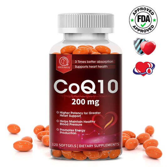 Bbeeaauu Natural Coenzyme Q10 Antioxidant Supplement 200mg for Heart, Brain & Immunity Support - 120 Capsules