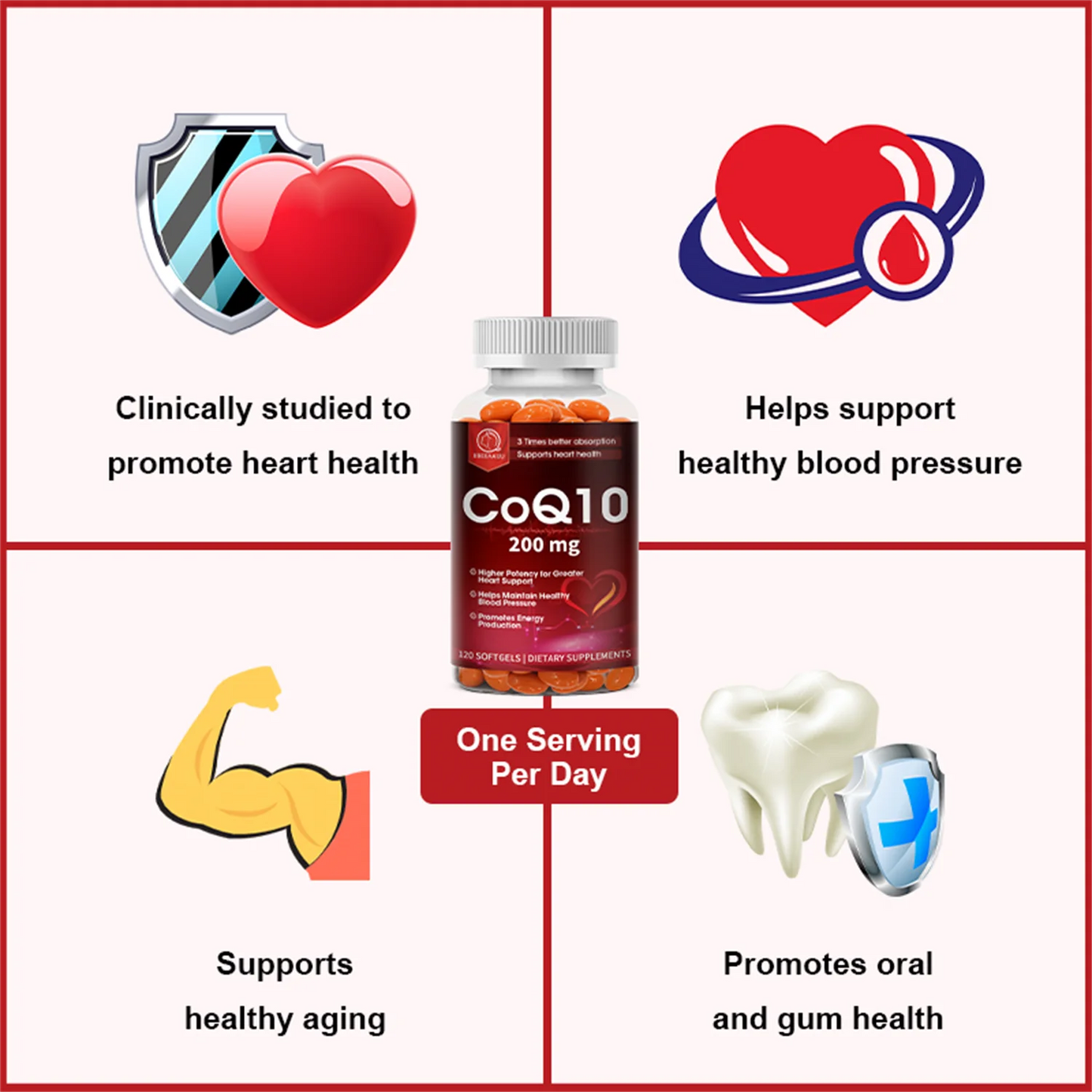 (2 PACK) Natural Coenzyme Q10 Coq10 Supplement 200mg - Heart & Immune Support - 240 Vegan Capsules,Clearance