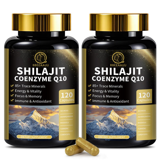 Shilajit Capsules with Sea Moss & Ashwagandha for Men & Women,12 in 1 Himalayan Shilajit Supplements with Coenzyme Q10, Fulvic Acid & Humic Acid, Lion's Mane, Energy & Immune, 120 Count, 2 Pack