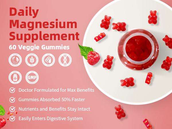 Magnesium Gummies for Adults Supports Night & Bone with Calcium & Vitamins