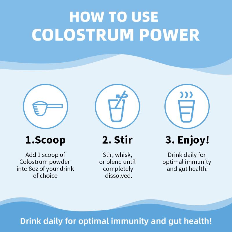 40% IgG Pure Bovine Colostrum Supplement Whey Protein with Probiotic Promote Growth &amp; Height, Muscle Build, Improve Immune &amp; gut
