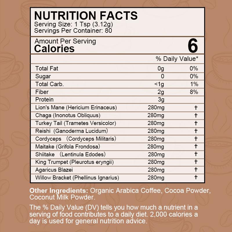 Mushroom Coffee Supplement Ganoderma Lucidum Cordyceps Sinensis Energy,Mental Clarity And Concentration Support-Brain Booster
