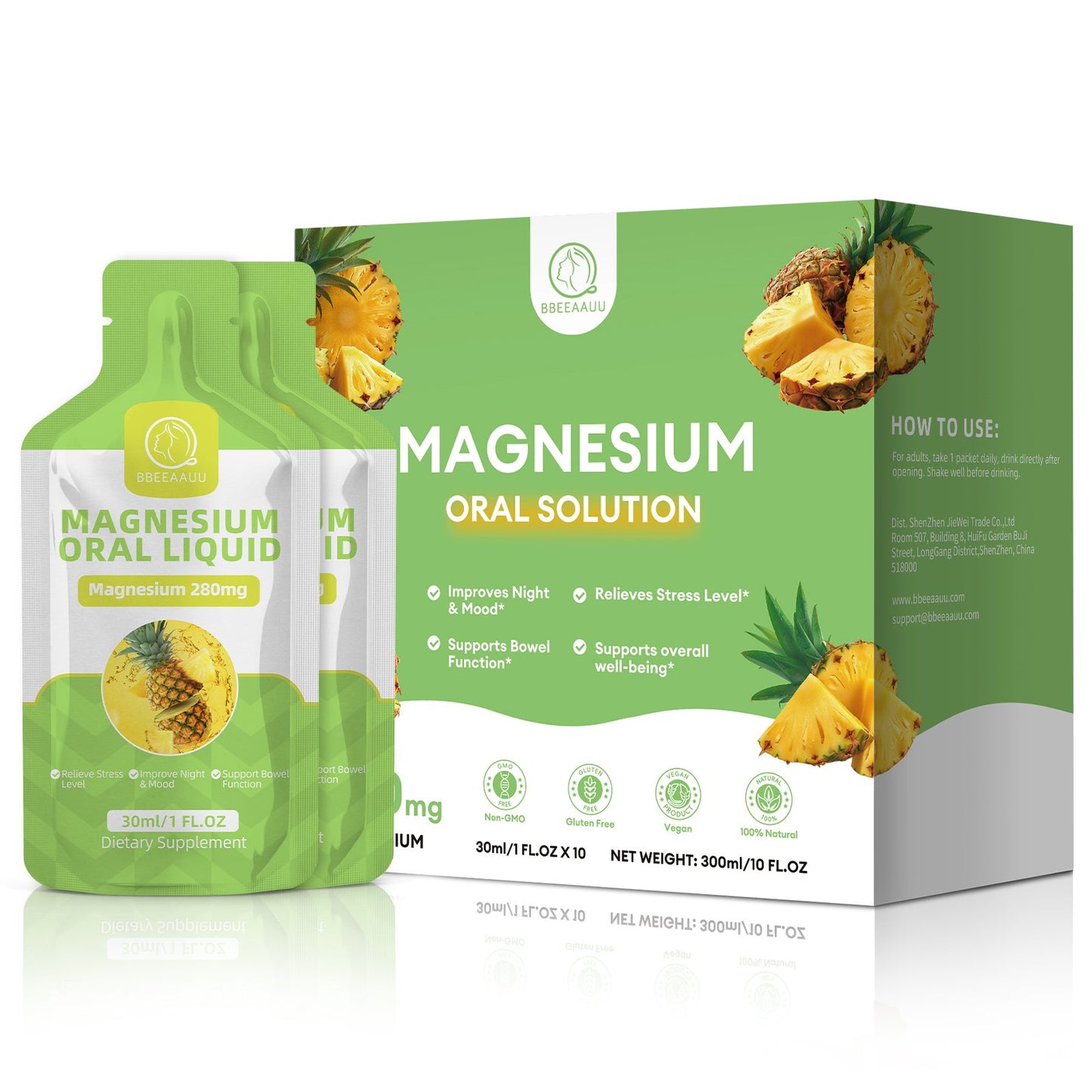 Magnesium Citrate Supplement 280mg, High Absorption Magnesium Liquid with Bromelain, Vitamin C, D3, B6, Zinc, Magnesium Citrate Oral Solution for for Night, Muscle & Energy Support (300ml/10 FL.OZ)