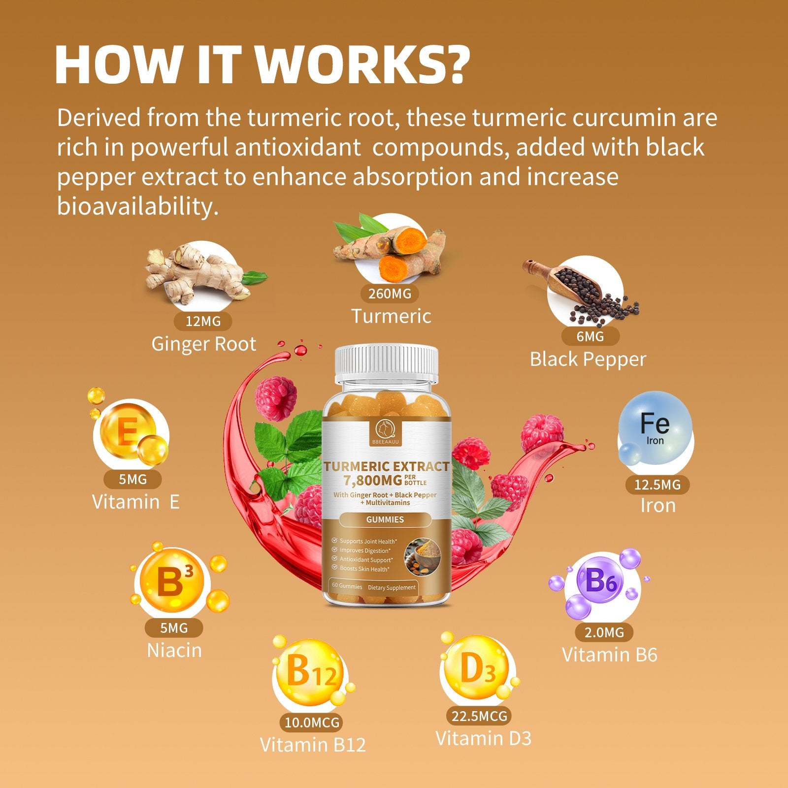 2 Pack Turmeric Gummies for Adults, Turmeric Curcumin with Black Peppe Bbeeaauu 2 Pack Turmeric Gummies for Adults, Turmeric Curcumin with Black Peppe Bbeeaauu