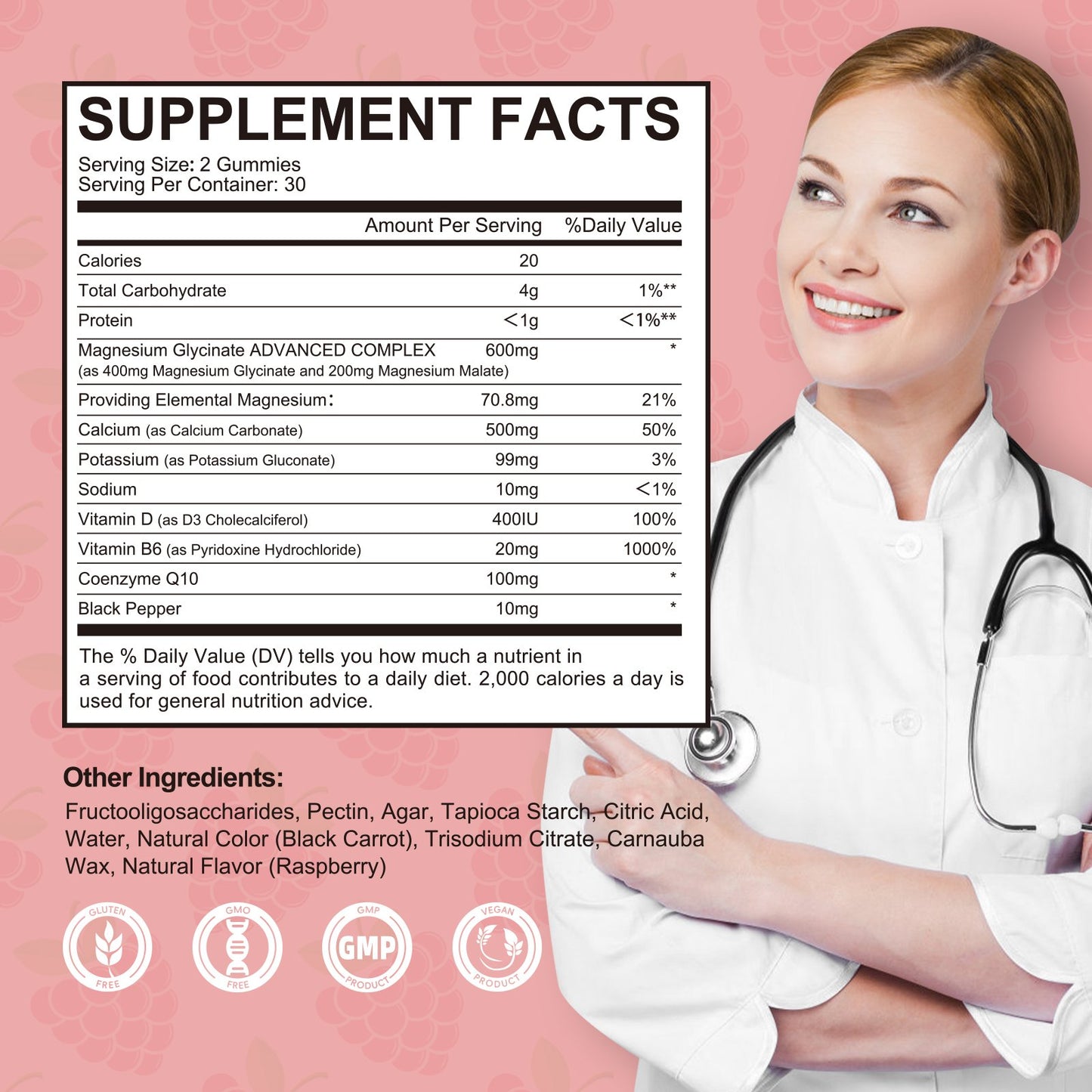Magnesium Gummies for Adults Supports Night & Bone with Calcium & Vitamins