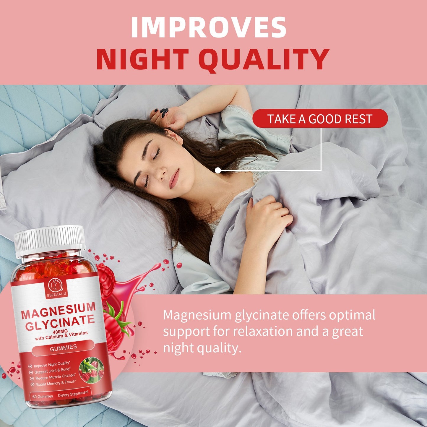 Magnesium Gummies for Adults Supports Night & Bone with Calcium & Vitamins