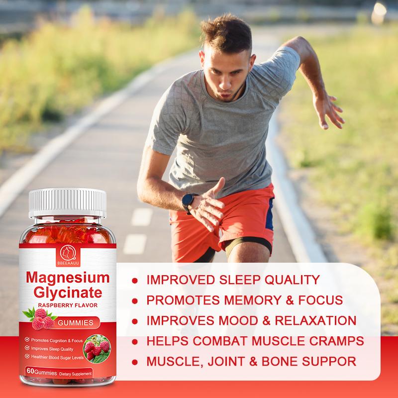 Magnesium Glycinate Tasty Raspberry Flavor Gummies Dietary Supplement
