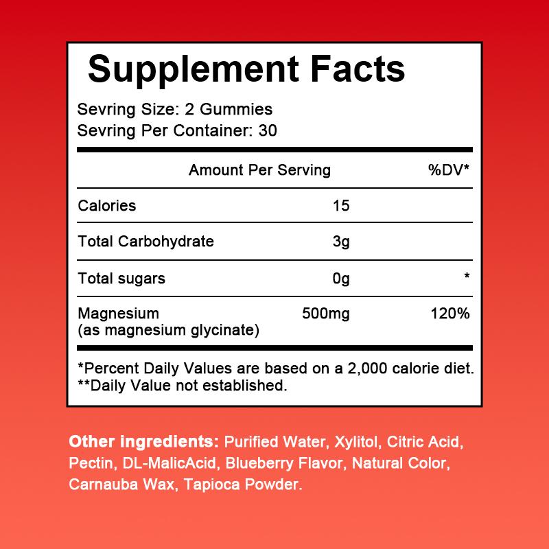 Magnesium Glycinate Tasty Raspberry Flavor Gummies Dietary Supplement