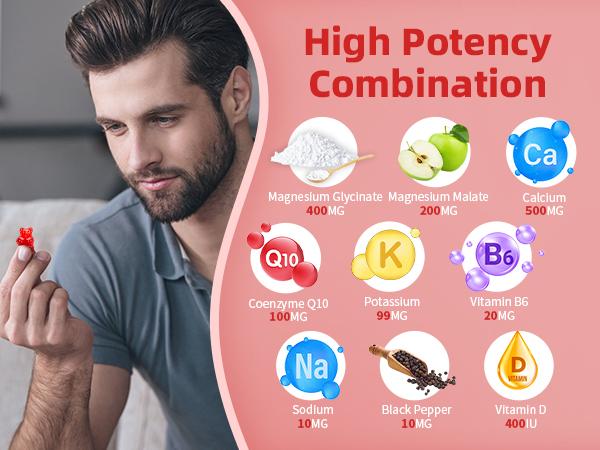 Magnesium Gummies for Adults Supports Night & Bone with Calcium & Vitamins